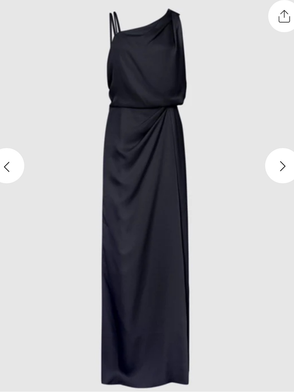 REISS OSTIA ONE SHOULDER SATIN MAXI DRESS, NAVY BLUE